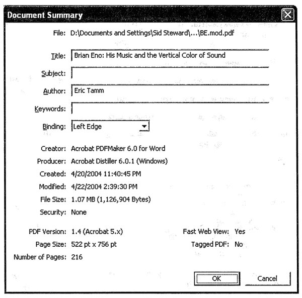 Просмотр или изменение основных метаданных PDF-документа в Acrobat